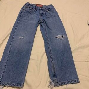 Arizona Jean Co Distressed Blue Size 7 Relaxed Straight Kids Adjustable Waist